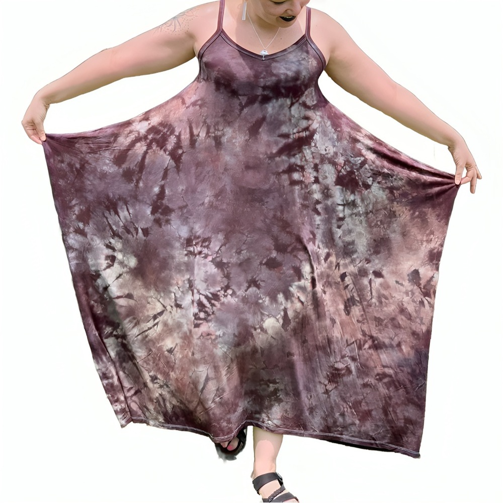 Tie Dye Gray and Black Maxi Dress - Picture 7 of 13